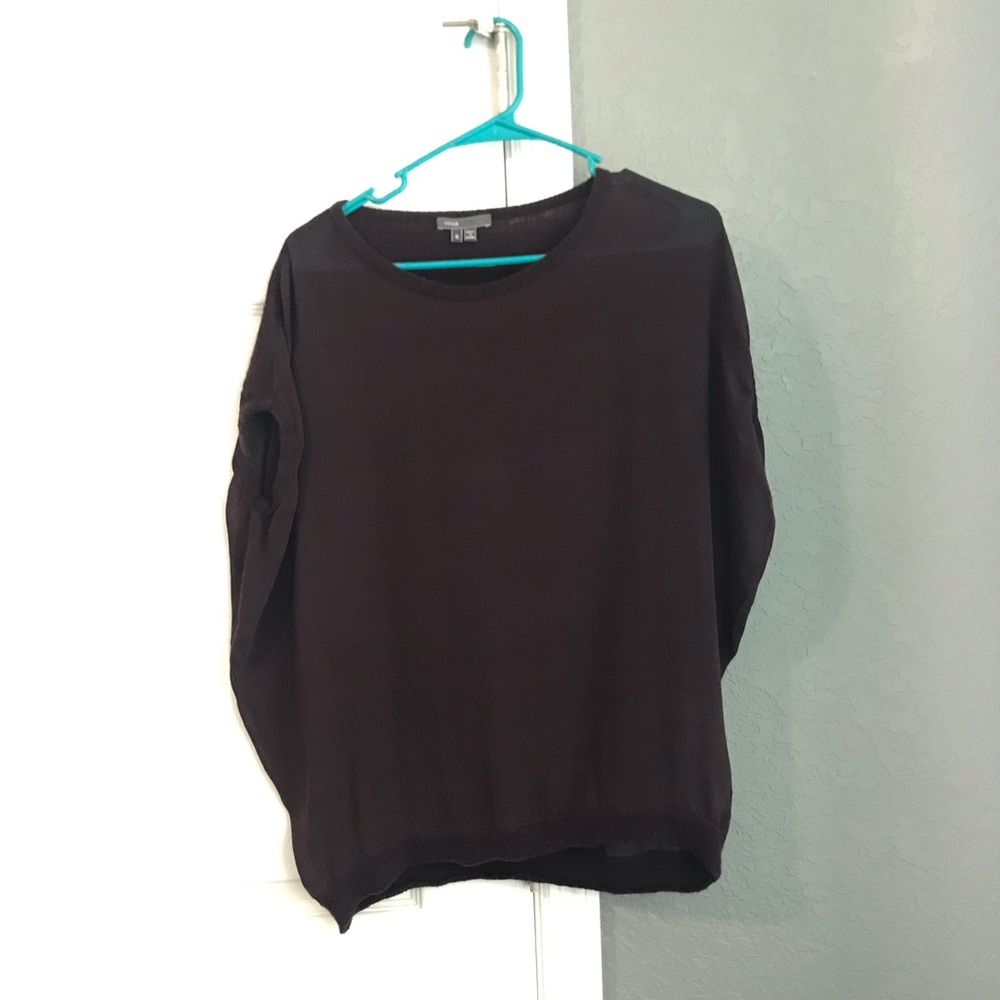 Sheer blouse, maroon. Size small